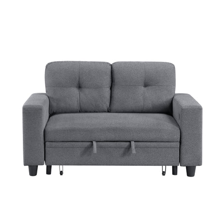 Robinson Gray Pull-Out Loveseat with Storage Shelves and USB Charging Ports - Ornate Home