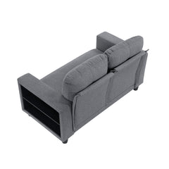 Robinson Gray Pull-Out Loveseat with Storage Shelves and USB Charging Ports - Ornate Home