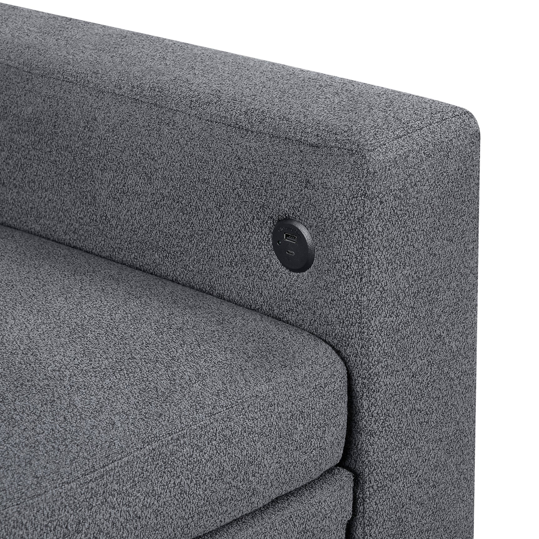 Robinson Gray Pull-Out Loveseat with Storage Shelves and USB Charging Ports - Ornate Home