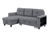 Robinson Gray Sectional with Reversible Chaise and Pull-out Bed - Ornate Home