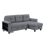 Robinson Gray Sectional with Reversible Chaise and Pull-out Bed - Ornate Home