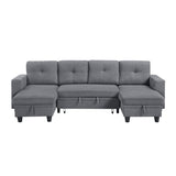 Robinson Gray Sectional with Two Chaises and Pull-out Bed - Ornate Home