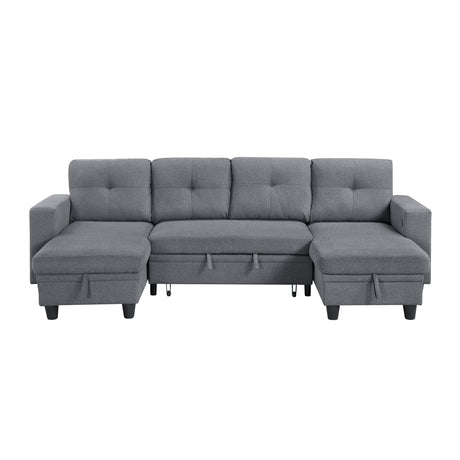 Robinson Gray Sectional with Two Chaises and Pull-out Bed - Ornate Home
