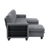 Robinson Gray Sectional with Two Chaises and Pull-out Bed - Ornate Home