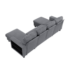 Robinson Gray Sectional with Two Chaises and Pull-out Bed - Ornate Home