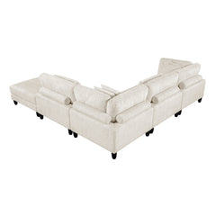 Robstown Beige 5-Piece Modular Sectional w/ Ottoman - Ornate Home