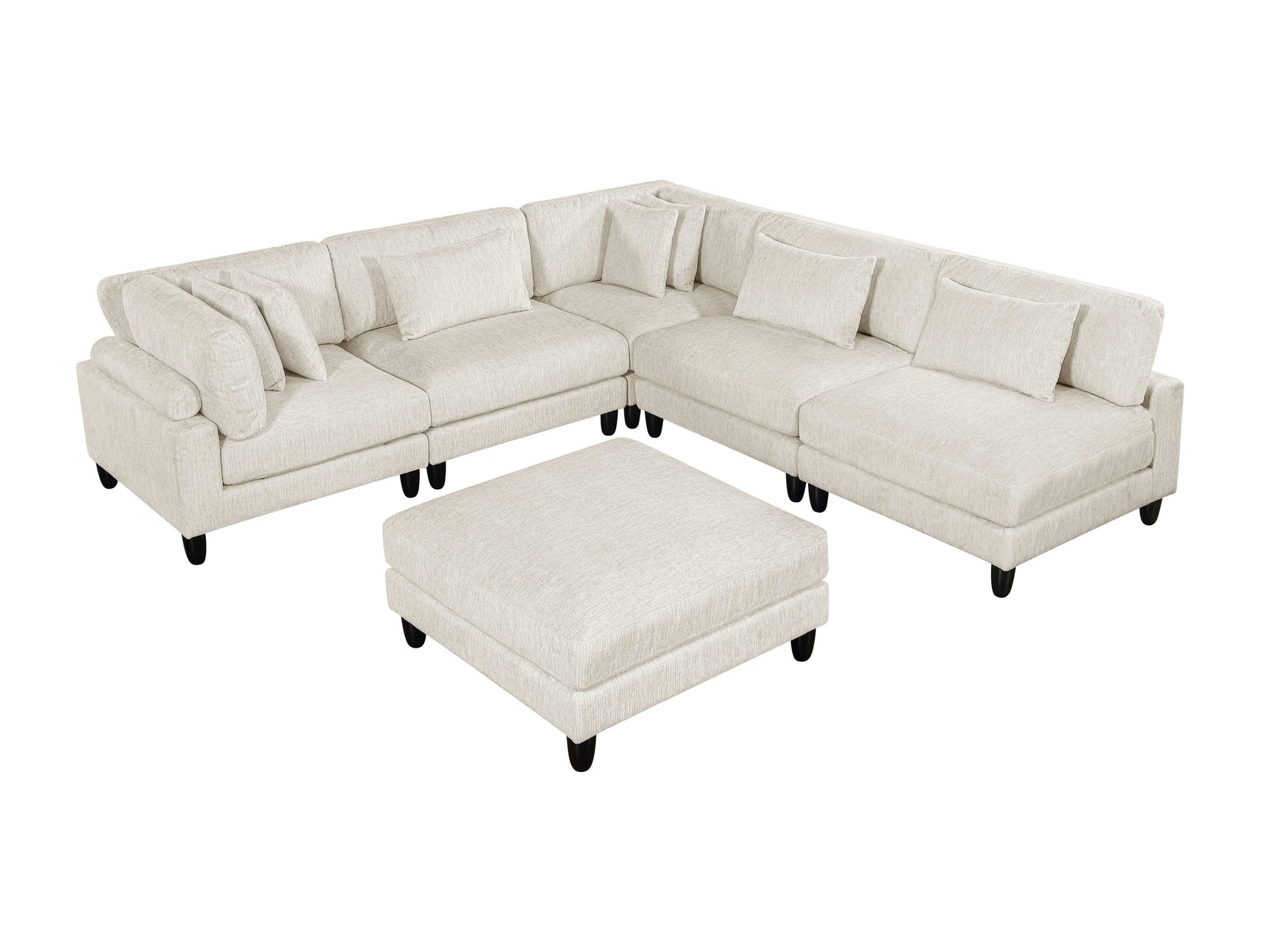 Robstown Beige 6-Piece Modular Sectional w/ Ottoman - Ornate Home