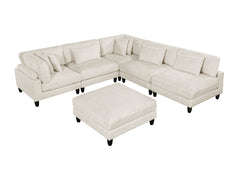 Robstown Beige 6-Piece Modular Sectional w/ Ottoman - Ornate Home