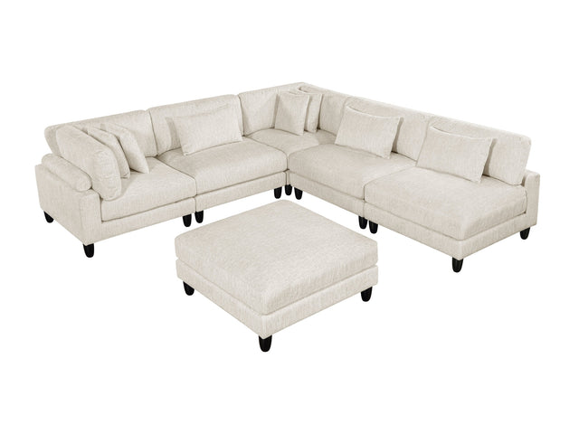 Robstown Beige 6-Piece Modular Sectional w/ Ottoman - Ornate Home