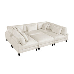 Robstown Beige 6-Piece Modular Sectional w/ Ottoman - Ornate Home