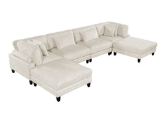Robstown Beige 6-Piece Modular Sectional w/ Ottomans - Ornate Home