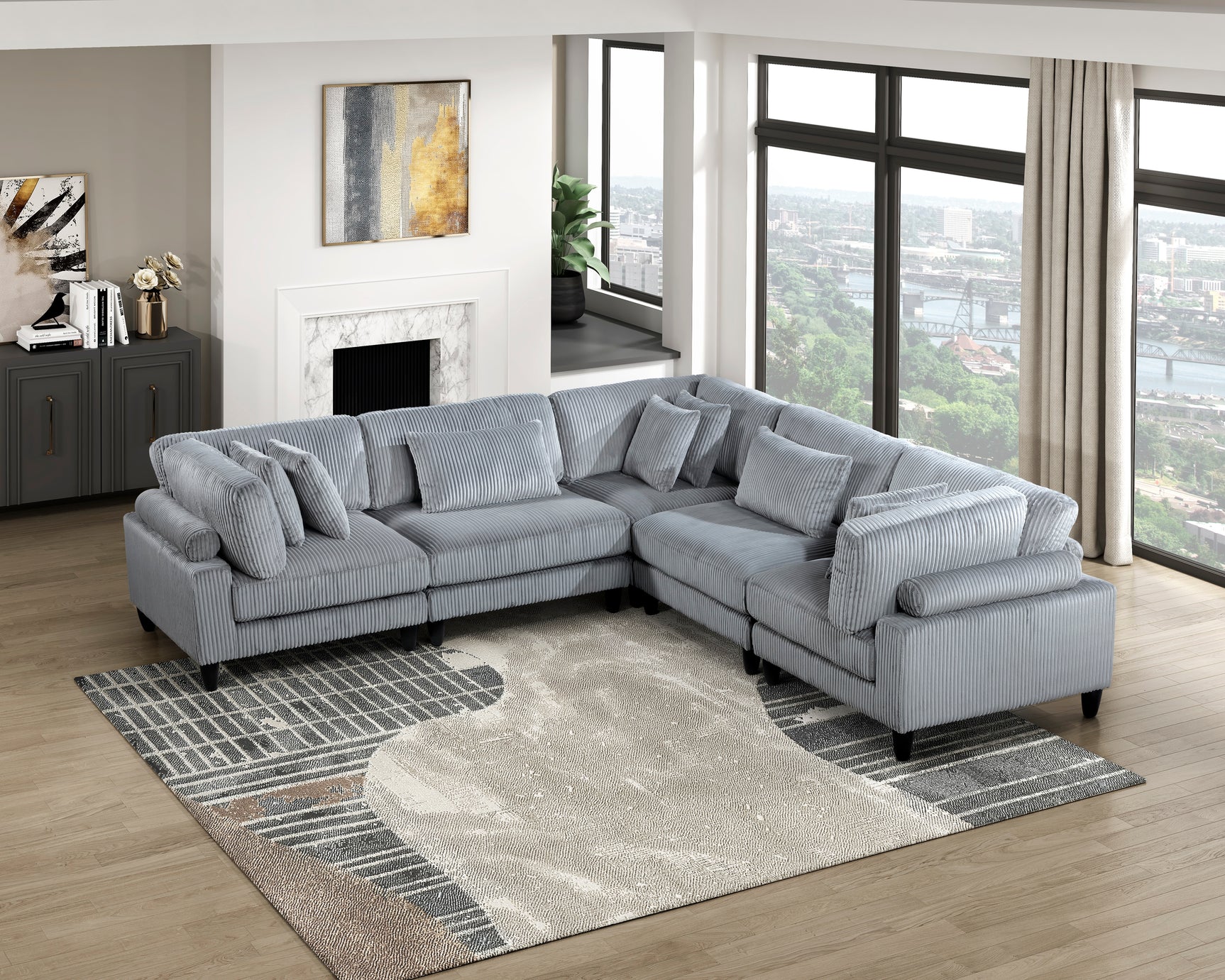 Robstown Gray 5-Piece Modular Sectional - Ornate Home