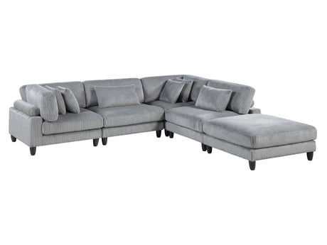 Robstown Gray 5-Piece Modular Sectional with Ottoman - Ornate Home