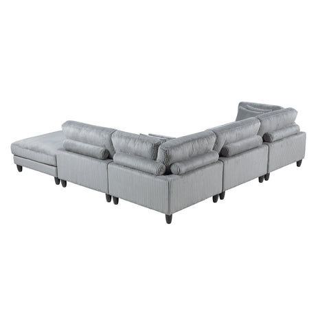 Robstown Gray 5-Piece Modular Sectional with Ottoman - Ornate Home