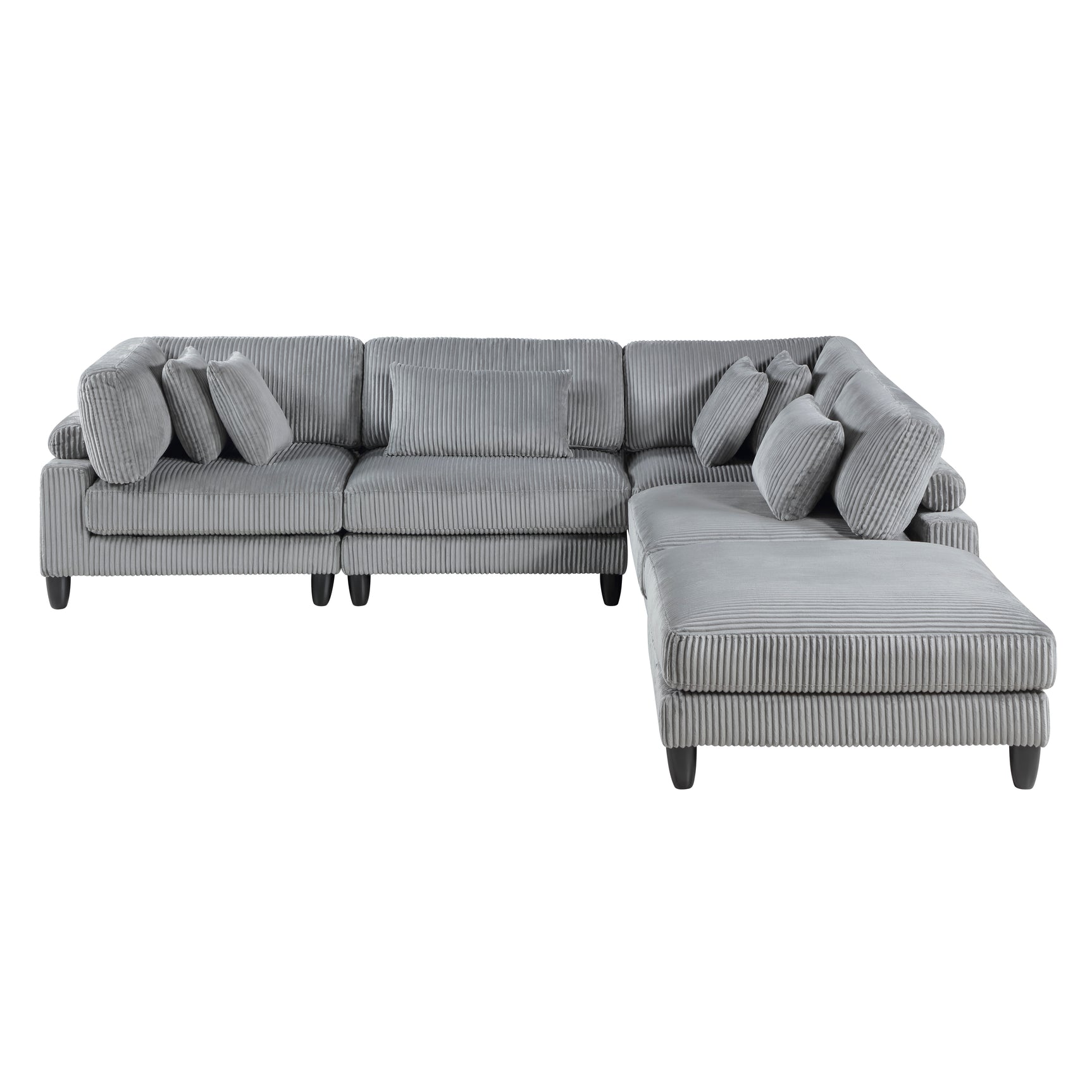 Robstown Gray 5-Piece Modular Sectional with Ottoman - Ornate Home