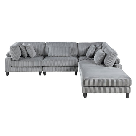 Robstown Gray 5-Piece Modular Sectional with Ottoman - Ornate Home