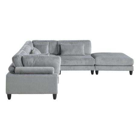Robstown Gray 5-Piece Modular Sectional with Ottoman - Ornate Home