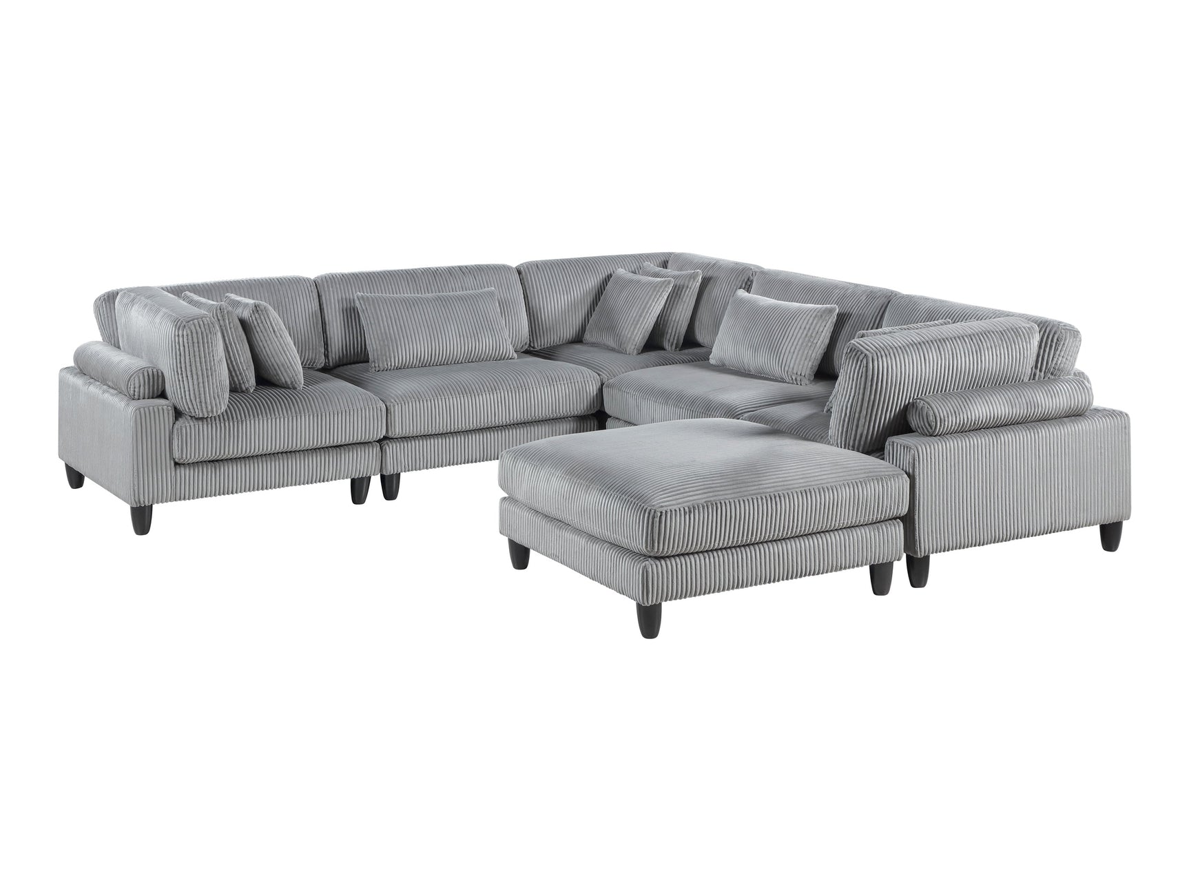Robstown Gray 6-Piece Modular Sectional with Ottoman - Ornate Home