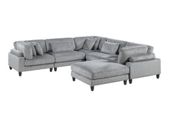 Robstown Gray 6-Piece Modular Sectional with Ottoman - Ornate Home