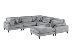 Robstown Gray 6-Piece Modular Sectional with Ottoman - Ornate Home