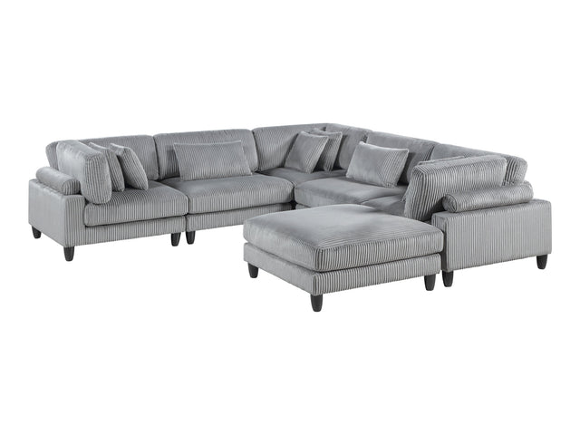 Robstown Gray 6-Piece Modular Sectional with Ottoman - Ornate Home