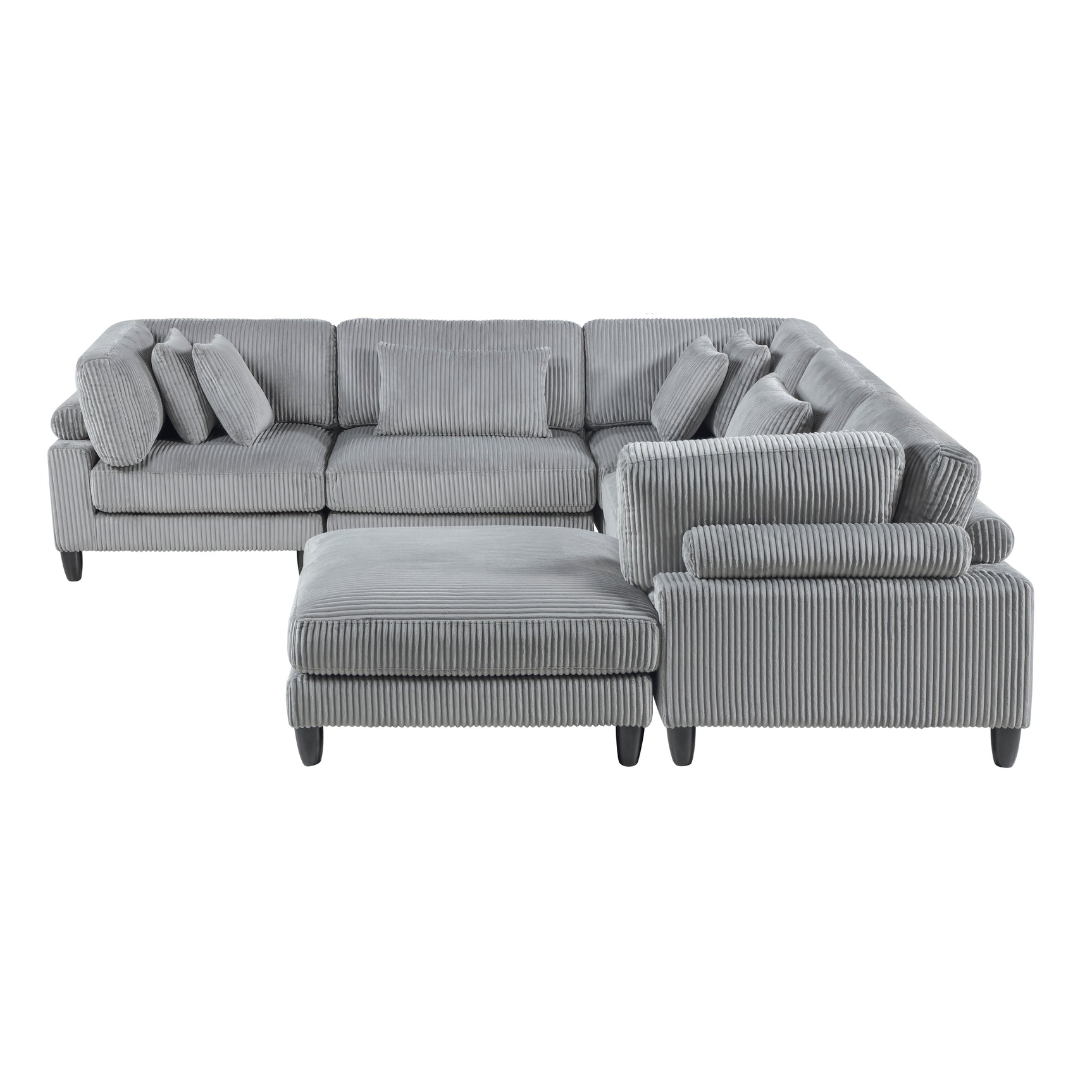 Robstown Gray 6-Piece Modular Sectional with Ottoman - Ornate Home