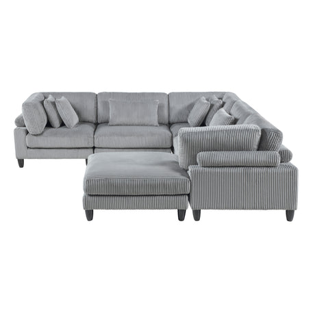 Robstown Gray 6-Piece Modular Sectional with Ottoman - Ornate Home