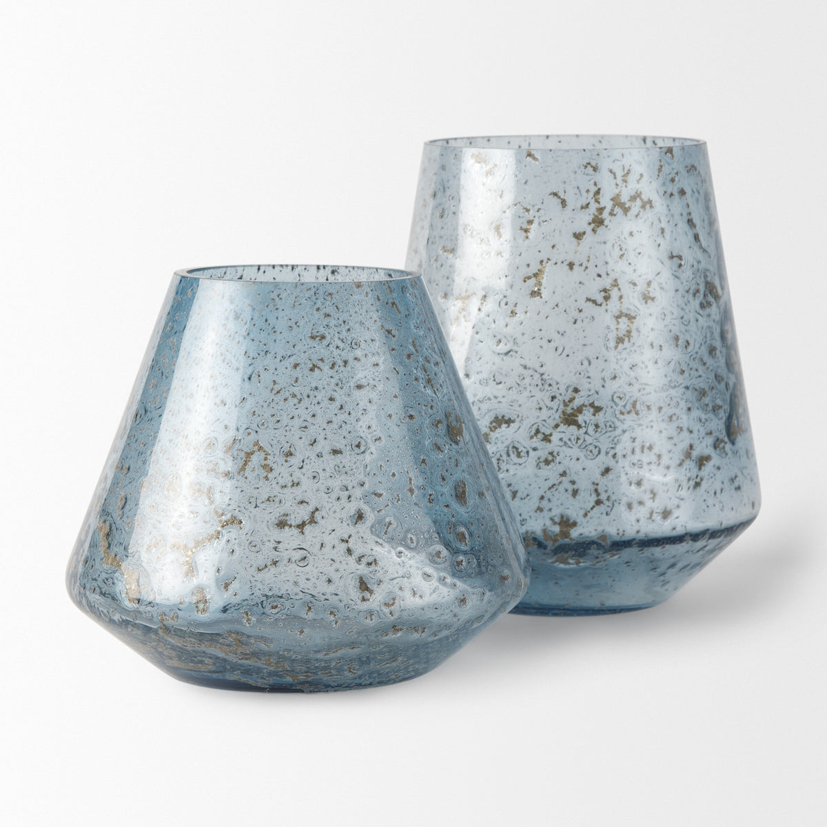 Robyn Blue Short Glass Vase - Ornate Home