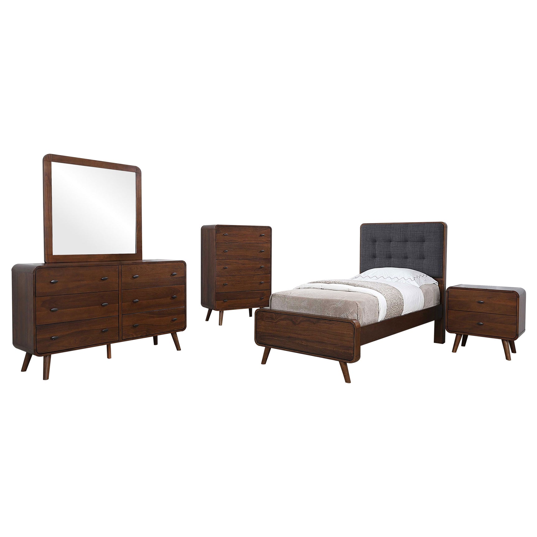 Robyn Dark Walnut 5-piece Twin Bedroom Set - Ornate Home