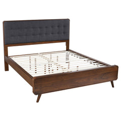 Robyn Dark Walnut California King Bed w/ Upholstered Headboard - Ornate Home