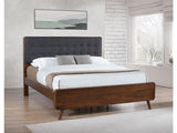 Robyn Dark Walnut California King Bed w/ Upholstered Headboard - Ornate Home