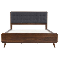 Robyn Dark Walnut California King Bed w/ Upholstered Headboard - Ornate Home