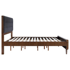 Robyn Dark Walnut California King Bed w/ Upholstered Headboard - Ornate Home