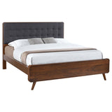 Robyn Dark Walnut California King Bed w/ Upholstered Headboard - Ornate Home