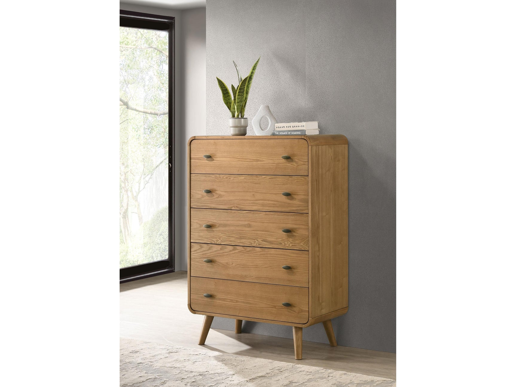 Robyn Light Ash 5-drawer Bedroom Chest of Drawers - Ornate Home