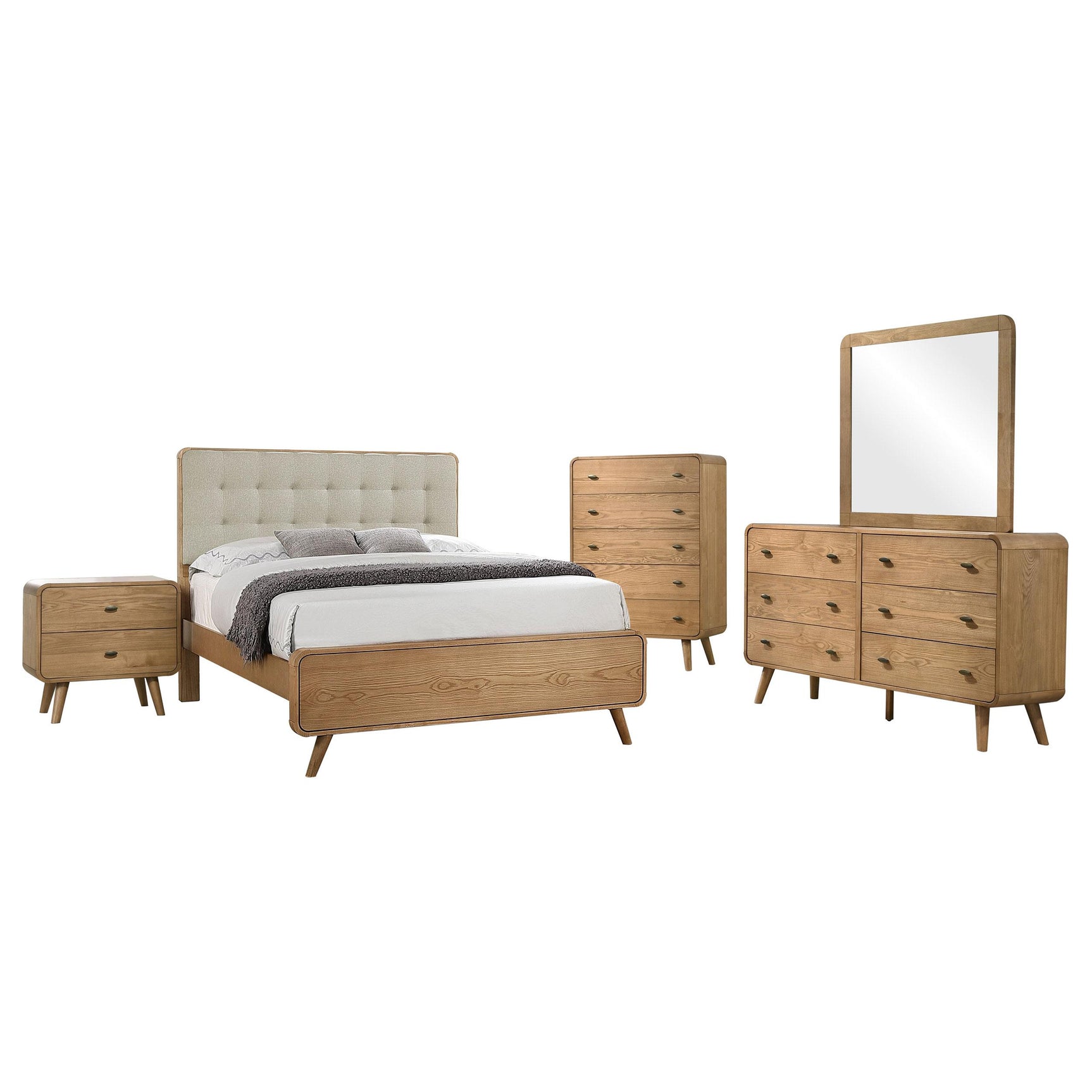 Robyn Light Ash 5-piece California King Bedroom Set - Ornate Home