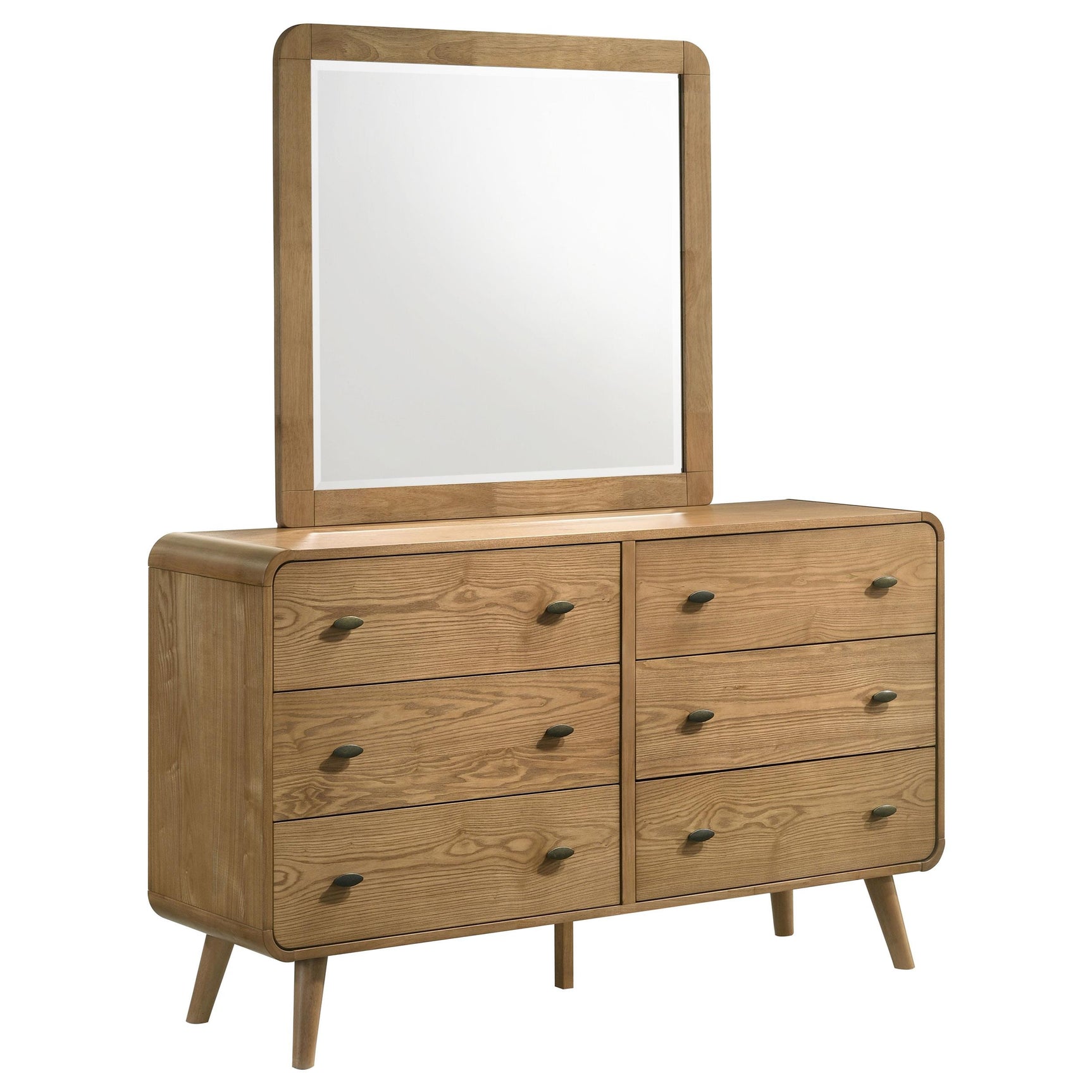 Robyn Light Ash 6-drawer Bedroom Dresser and Mirror - Ornate Home