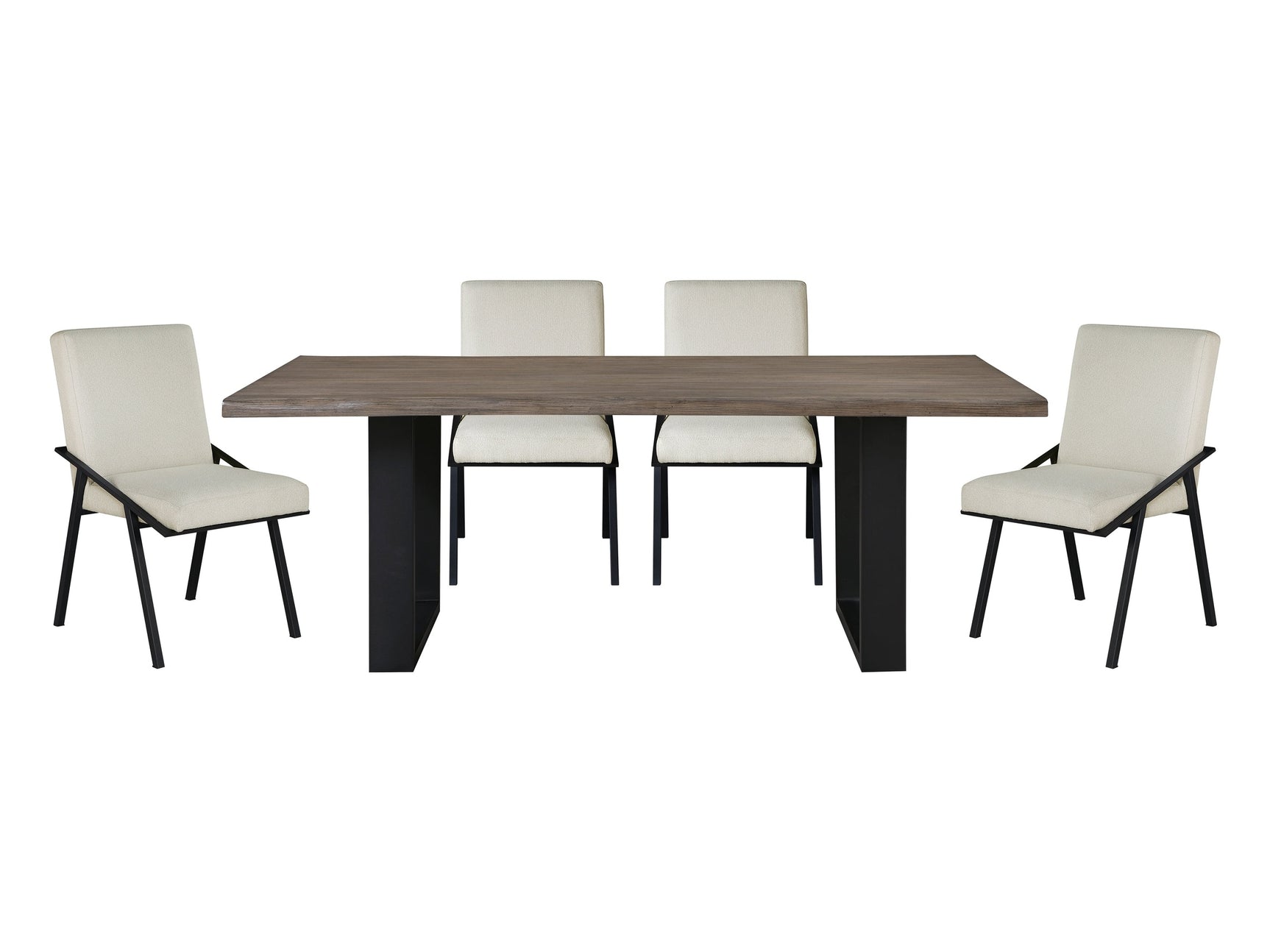 Rochelle Oak/Cream/Black 5-Piece Dining Table Set - Ornate Home