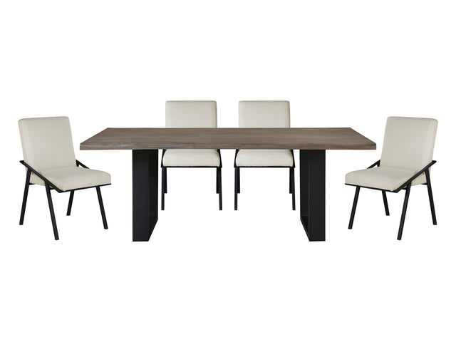 Rochelle Oak/Cream/Black 5-Piece Dining Table Set - Ornate Home