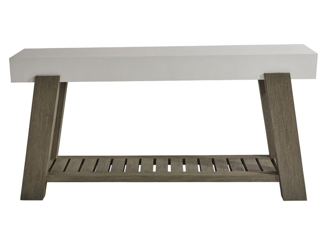 Rochelle Quarry/Weathered Teak Outdoor Console Table - Ornate Home