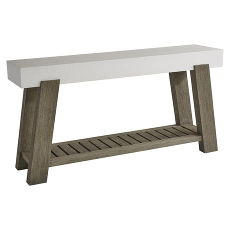 Rochelle Quarry/Weathered Teak Outdoor Console Table - Ornate Home