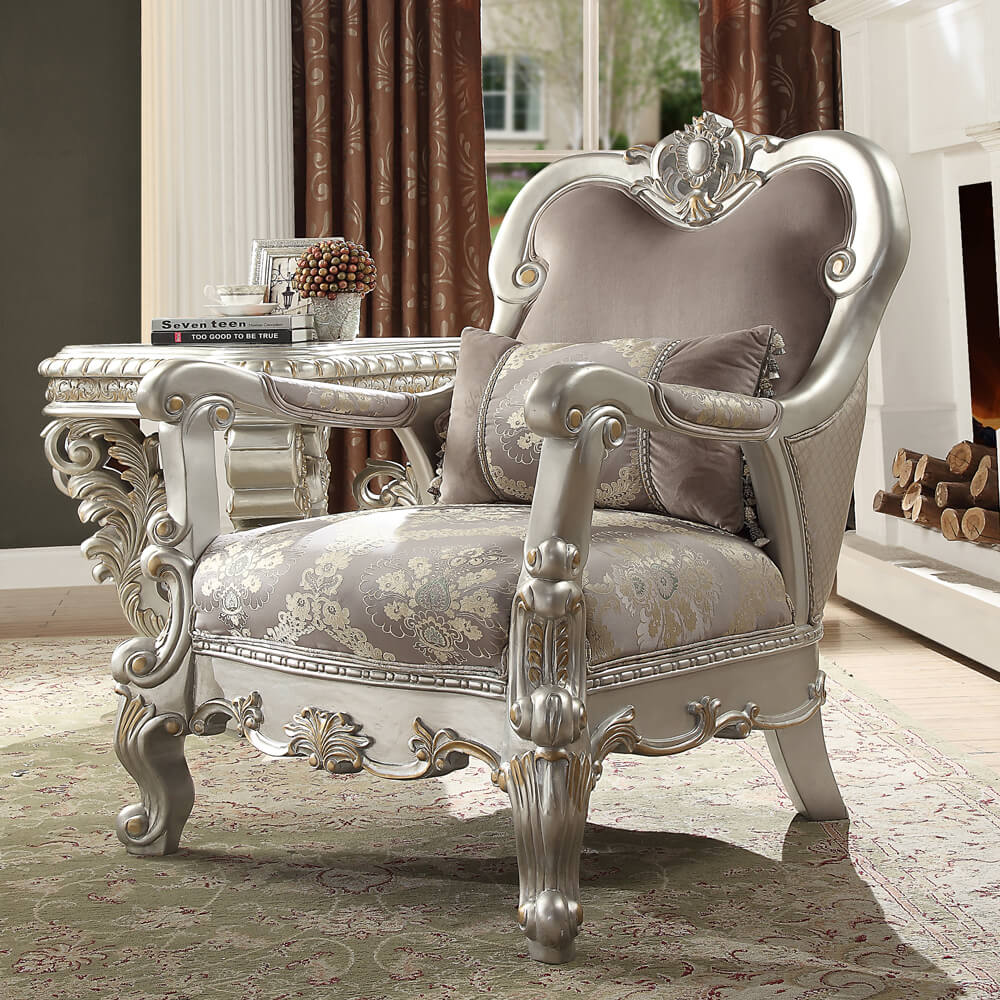 Rochester Silver 3pc Living Room Set / HD-372 - Ornate Home