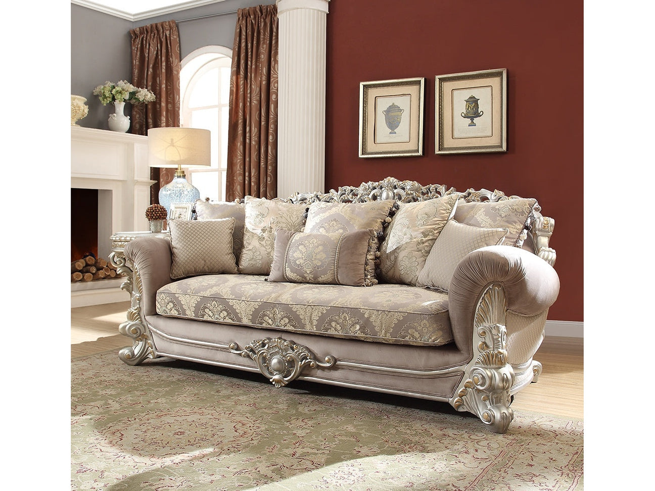 Rochester Silver Sofa  / HD-372 - Ornate Home
