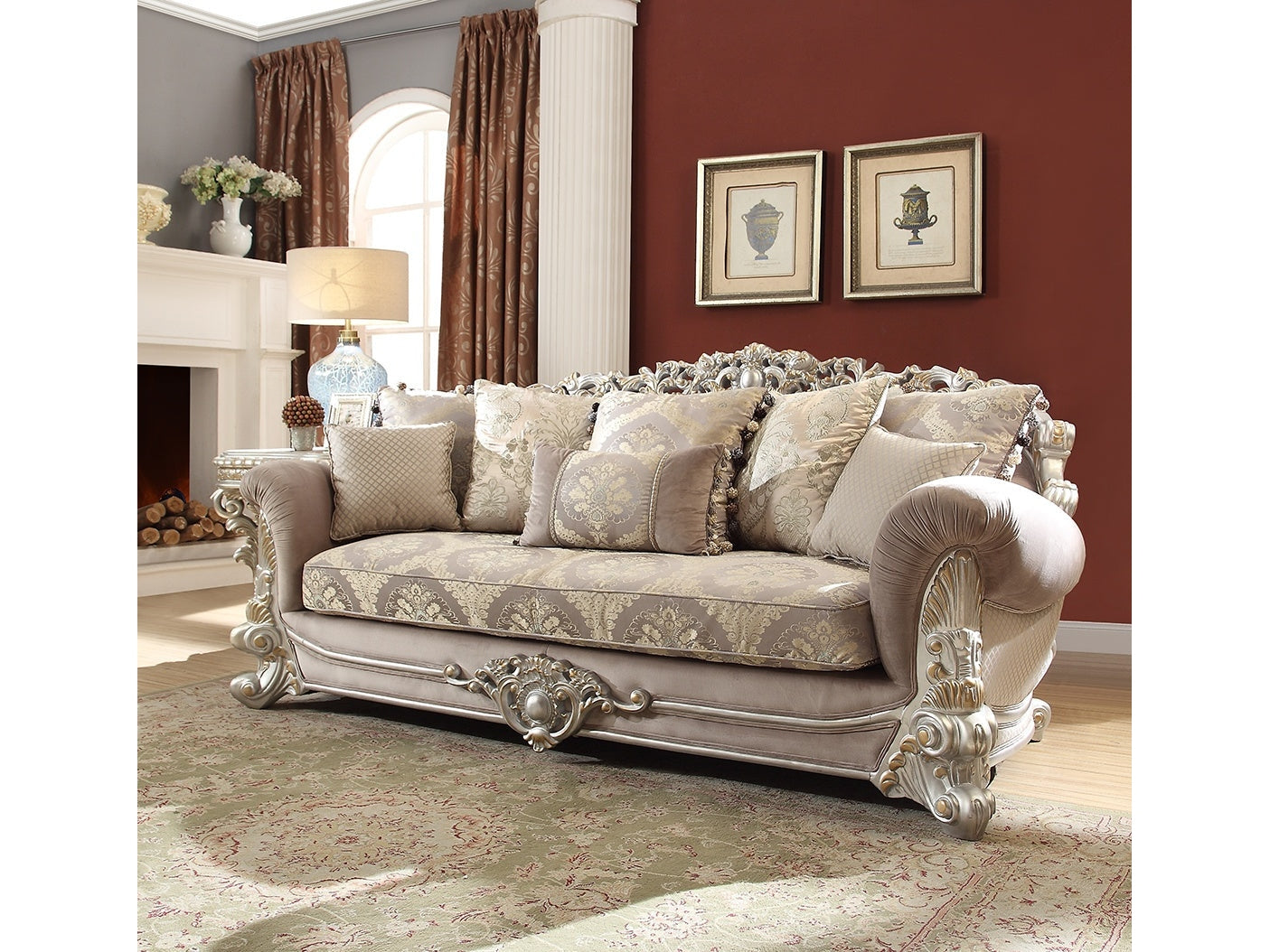 Rochester Silver Sofa  / HD-372 - Ornate Home