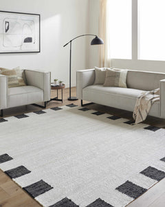Rocio Dotted Bordered White Jute Carpet - Ornate Home