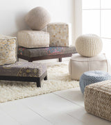 Rockaway Gray Knitted Jute Pouf - Ornate Home