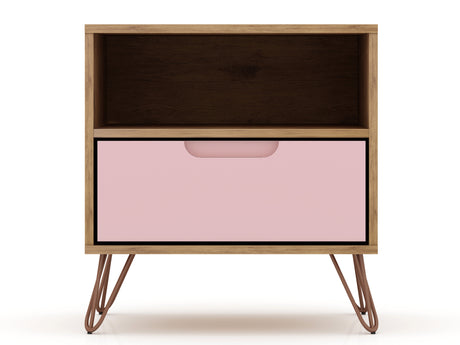 Rockefeller 1.0 Nightstand in Nature and Rose Pink - Ornate Home