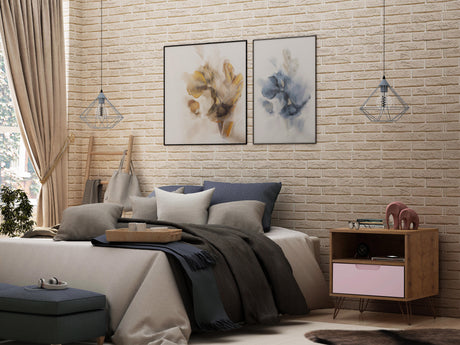 Rockefeller 1.0 Nightstand in Nature and Rose Pink - Ornate Home