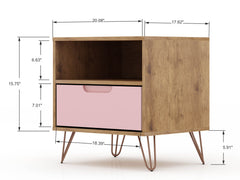 Rockefeller 1.0 Nightstand in Nature and Rose Pink - Ornate Home