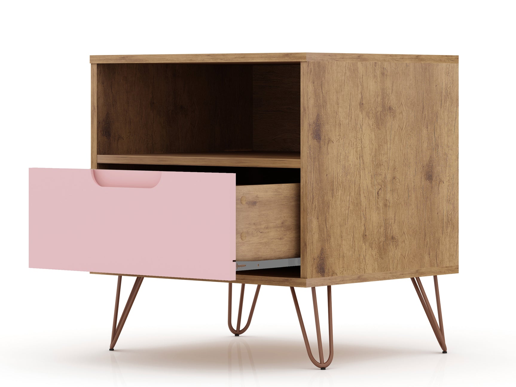 Rockefeller 1.0 Nightstand in Nature and Rose Pink - Ornate Home